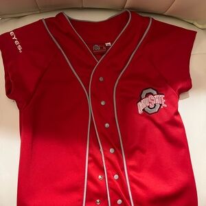 Youth Red Ohio State Button-Up Jersey